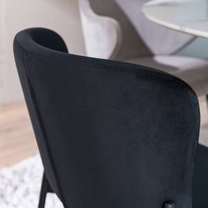 Chaises capitonnées Mouzon - Lot de 2 Velours Walli: Noir - Noir