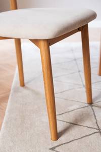 Set di 2 sedie per sala da pranzo Lolif Tessuto / Legno massello di quercia - Beige / Rovere - Quercia chiara