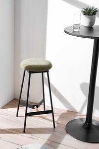 Tabouret de bar Pirmil Éponge / Fer - Velours côtelé Lyana: Vert olive foncé