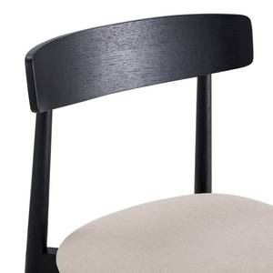 Set di 2 sedie per sala da pranzo Lolif Tessuto / Legno massello di quercia - Beige / Nero - Nero