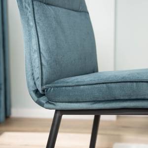 Chaises Milhac (lot de 2) Tissu / Fer - Bleu pétrole / Noir