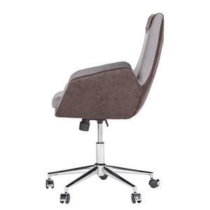 Chaise de bureau Lisses Microfibre et tissu / Fer - Marron vieilli et gris chiné / Chrome