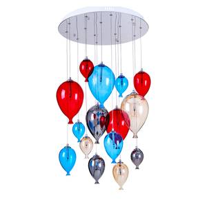 Lustre Balloon Verre transparent / Acier - 15 ampoules