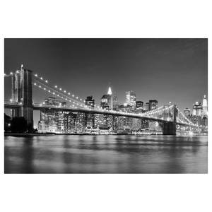 Memoboard Nighttime Manhattan Bridge II Stahl / Vinyl-Spezialfolie - Schwarz / Weiß - 60 x 40 cm