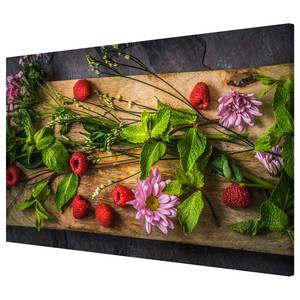 Magnettafel Blumen Himbeeren Minze Stahl / Vinyl-Spezialfolie - Mehrfarbig - 60 x 40 cm