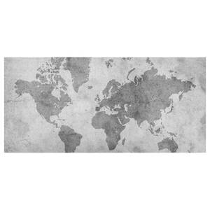 Tableau magnétique Carte du monde II Acier / Film vinyle - Gris