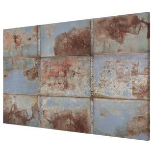 Memoboard Shabby Industrial Metalen look staal/speciale vinylfolie - blauw/metallic - 90 x 60 cm