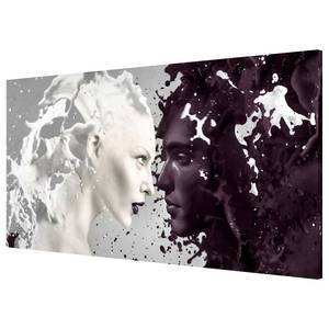 Magneetbord Milk & Coffee staal/speciale vinylfolie - zwart/wit - 78 x 37 cm