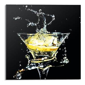 Glasbild Cocktail Splash II Sicherheitsglas - Gelb