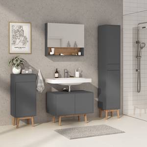 Set di 4 mobili da bagno LINDHOLM A Rovere parzialmente massello - Grigio opaco