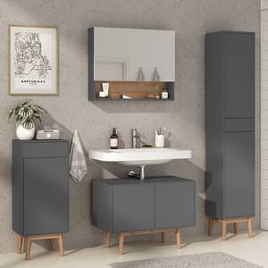 Set di 4 mobili da bagno LINDHOLM A Rovere parzialmente massello - Grigio opaco