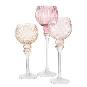 Windlicht Manou I (3-teilig) Glas - Rosa