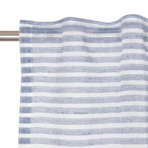 Gordijn Natural Stripe polyester/linnen - Marineblauw