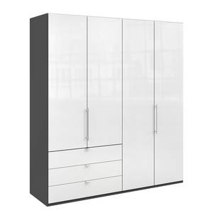 Armoire à portes pliantes Loft I Havanna / Verre Blanc - Hauteur : 216 cm - Tiroir à gauche