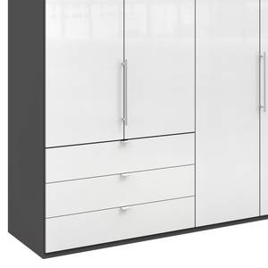 Falttürenschrank Loft I Havanna / Glas Weiß - Höhe: 216 cm - Schublade links