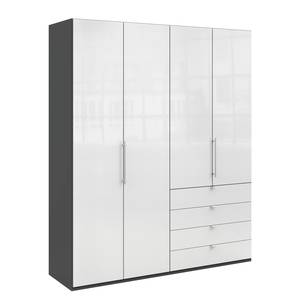 Armoire à portes pliantes Loft I Havanna / Verre Blanc - Hauteur : 236 cm - Tiroir à droite