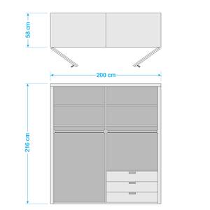 Falttürenschrank Loft I Havanna / Glas Weiß - Höhe: 216 cm - Schublade rechts