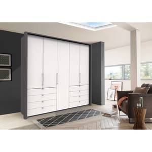 Armoire à portes pliantes Loft IV Havanna / Blanc - 250 x 236 cm - Tiroir sur le bord