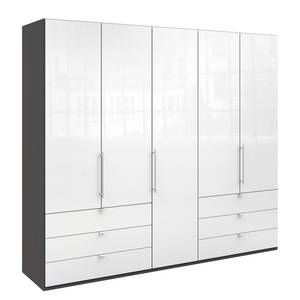 Vouwdeurkast Loft IV Havanna / Wit glas - 250 x 216 cm - Lade aan de rand