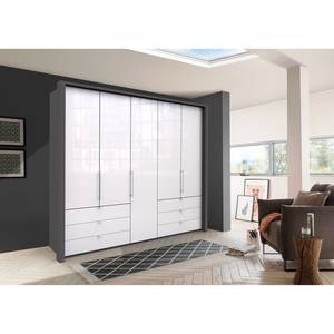 Vouwdeurkast Loft IV Havanna / Wit glas - 250 x 216 cm - Lade aan de rand