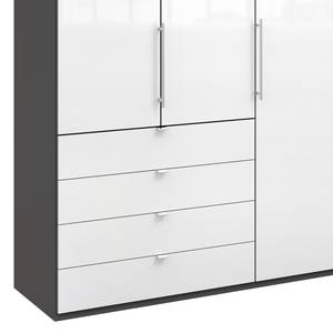 Falttürenschrank Loft IV Havanna / Glas Weiß - 250 x 236 cm - Schublade außen