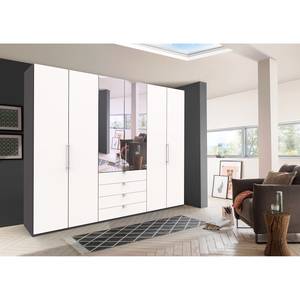 Armoire à portes pliantes Loft III Havanna / Blanc - Hauteur : 236 cm - 2 miroir