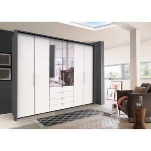 Armoire à portes pliantes Loft III Havanna / Blanc - Hauteur : 236 cm - 2 miroir