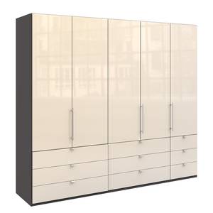 Vouwdeurkast Loft II Havanna / Magnoliakleurig glas - 250 x 216 cm