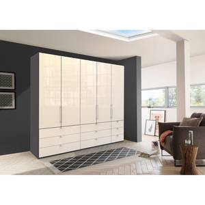 Vouwdeurkast Loft II Havanna / Magnoliakleurig glas - 250 x 216 cm