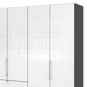 Armoire à portes pliantes Loft III Havanna / Verre Blanc - Hauteur : 236 cm - Sans portes miroir