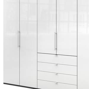 Vouwdeurkast Loft III Havanna / Wit glas - Hoogte: 236 cm - Zonder spiegeldeuren