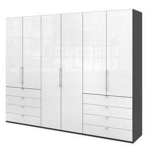 Armoire à portes pliantes Loft IV Havanna / Verre Blanc - 300 x 236 cm - Tiroir sur le bord