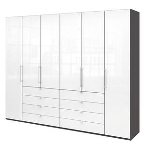 Falttürenschrank Loft IV Havanna / Glas Weiß - 300 x 236 cm - Schublade mittig