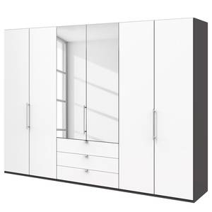 Armoire à portes pliantes Loft III Havanna / Blanc - Hauteur : 216 cm - 2 miroir