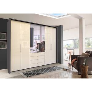 Armoire à portes pliantes Loft III Havanna / Verre Magnolia - Hauteur : 236 cm - 2 miroir