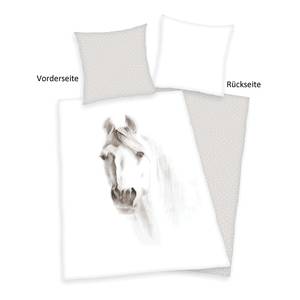Bettwäsche Weißes Pferd Baumwollstoff - Weiß / Beige