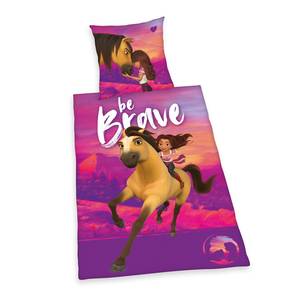 Beddengoed Spirit-Be brave katoen - roze/paars