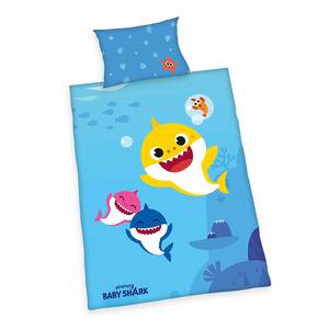 Babybeddengoed Baby Shark katoen - blauw