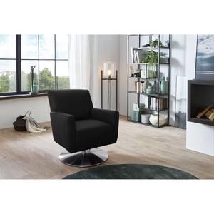 Fauteuil Lancie cuir véritable - Cuir Pua: Noir