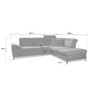 Ecksofa Tamaris II Webstoff - Webstoff Palila: Espresso - Ecke davorstehend rechts - Mit Schlaffunktion