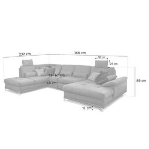 Wohnlandschaft Odenas Webstoff - Webstoff Palila: Dunkelblau - Longchair davorstehend rechts - Mit Schlaffunktion