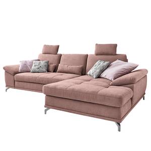 Ecksofa Odenas Webstoff - Webstoff Palila: Mauve - Longchair davorstehend rechts - Mit Schlaffunktion