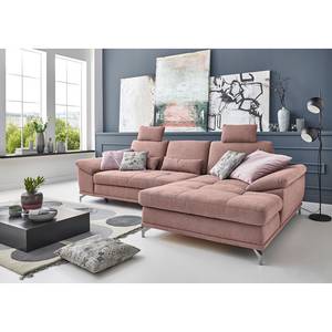 Ecksofa Odenas Webstoff - Webstoff Palila: Mauve - Longchair davorstehend rechts - Mit Schlaffunktion