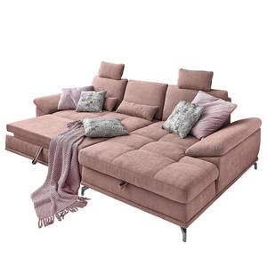 Ecksofa Odenas Webstoff - Webstoff Palila: Mauve - Longchair davorstehend rechts - Mit Schlaffunktion