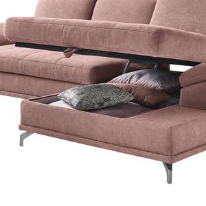 Ecksofa Odenas Webstoff - Webstoff Palila: Mauve - Longchair davorstehend rechts - Mit Schlaffunktion