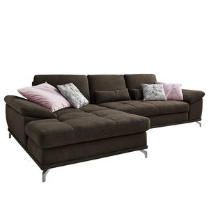 Ecksofa Odenas Webstoff - Webstoff Palila: Espresso - Longchair davorstehend links - Ohne Schlaffunktion