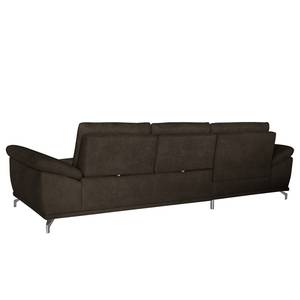 Ecksofa Odenas Webstoff - Webstoff Palila: Espresso - Longchair davorstehend links - Ohne Schlaffunktion