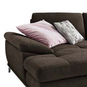 Ecksofa Odenas Webstoff - Webstoff Palila: Espresso - Longchair davorstehend links - Ohne Schlaffunktion