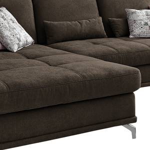 Ecksofa Odenas Webstoff - Webstoff Palila: Espresso - Longchair davorstehend links - Ohne Schlaffunktion