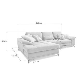 Ecksofa Odenas Webstoff - Webstoff Palila: Espresso - Longchair davorstehend links - Ohne Schlaffunktion